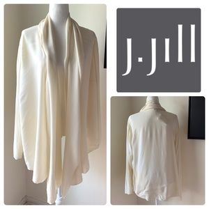 J Jill Flowey Jacket Crinkle Fabric Hemline Dips